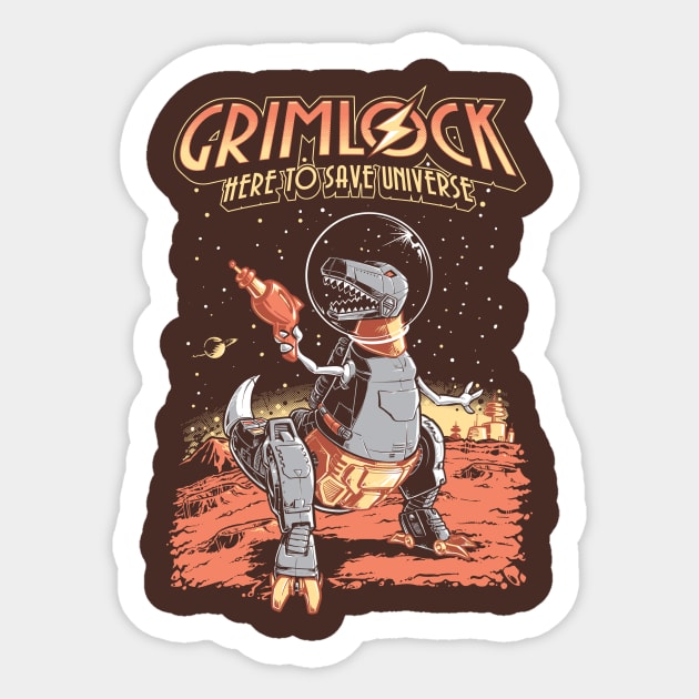 Space Pulp Robot Dinosaur Hero Sticker by obvian